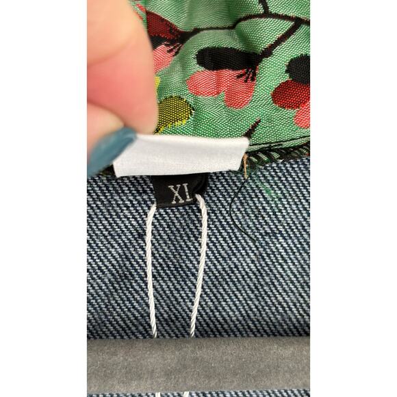 Rooey Knots Oversized Denim Duster Open Cardigan Womens Size XL New Blue Green - Picture 4 of 9